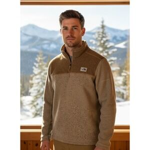 The North Face Gordon Lyons Mens Quarter Zip Fleece Pullover Tan Brown Sweater